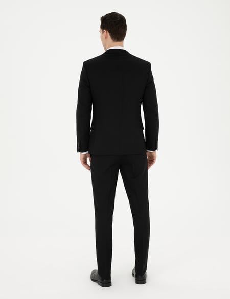 Siyah Ekstra Slim Fit Yelekli Takım Elbise - 50285274030