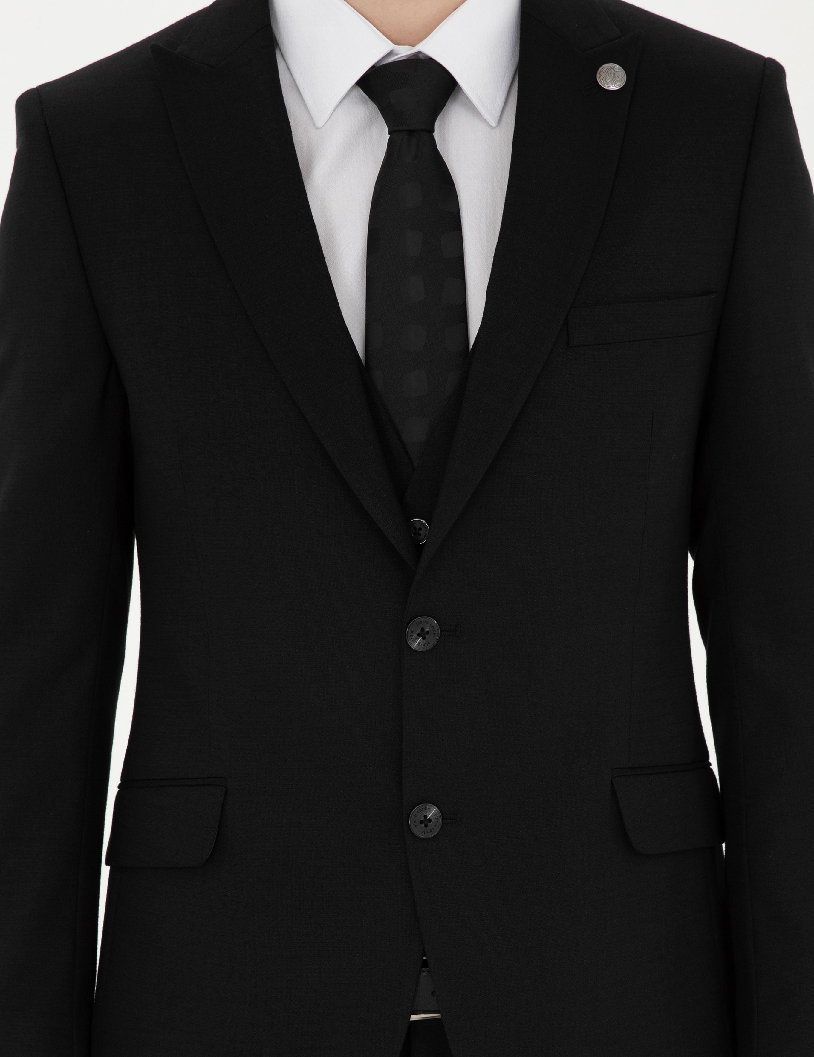 Siyah Ekstra Slim Fit Yelekli Takım Elbise