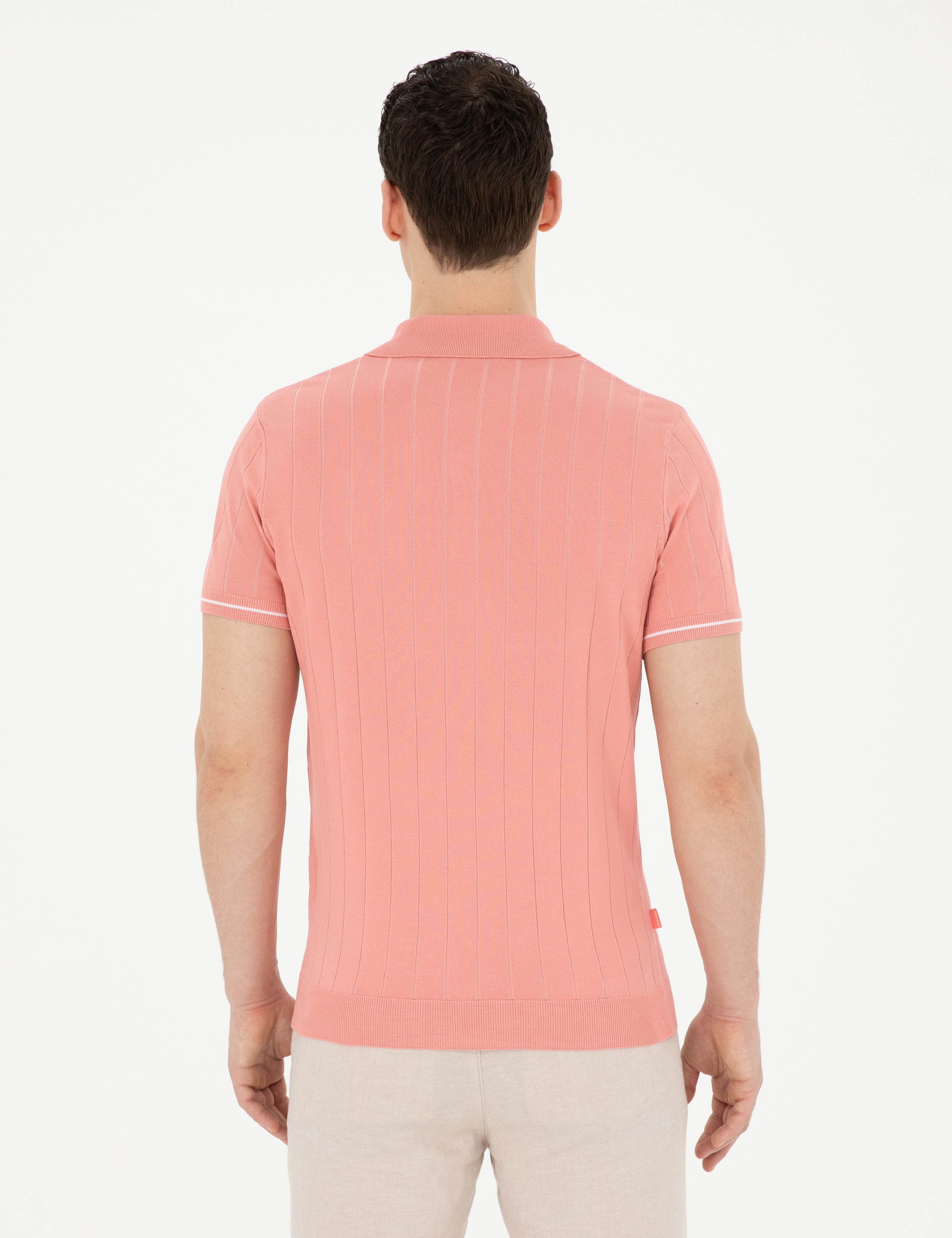 Kırmızı Slim Fit Düğmeli Polo Yaka Triko Tişört