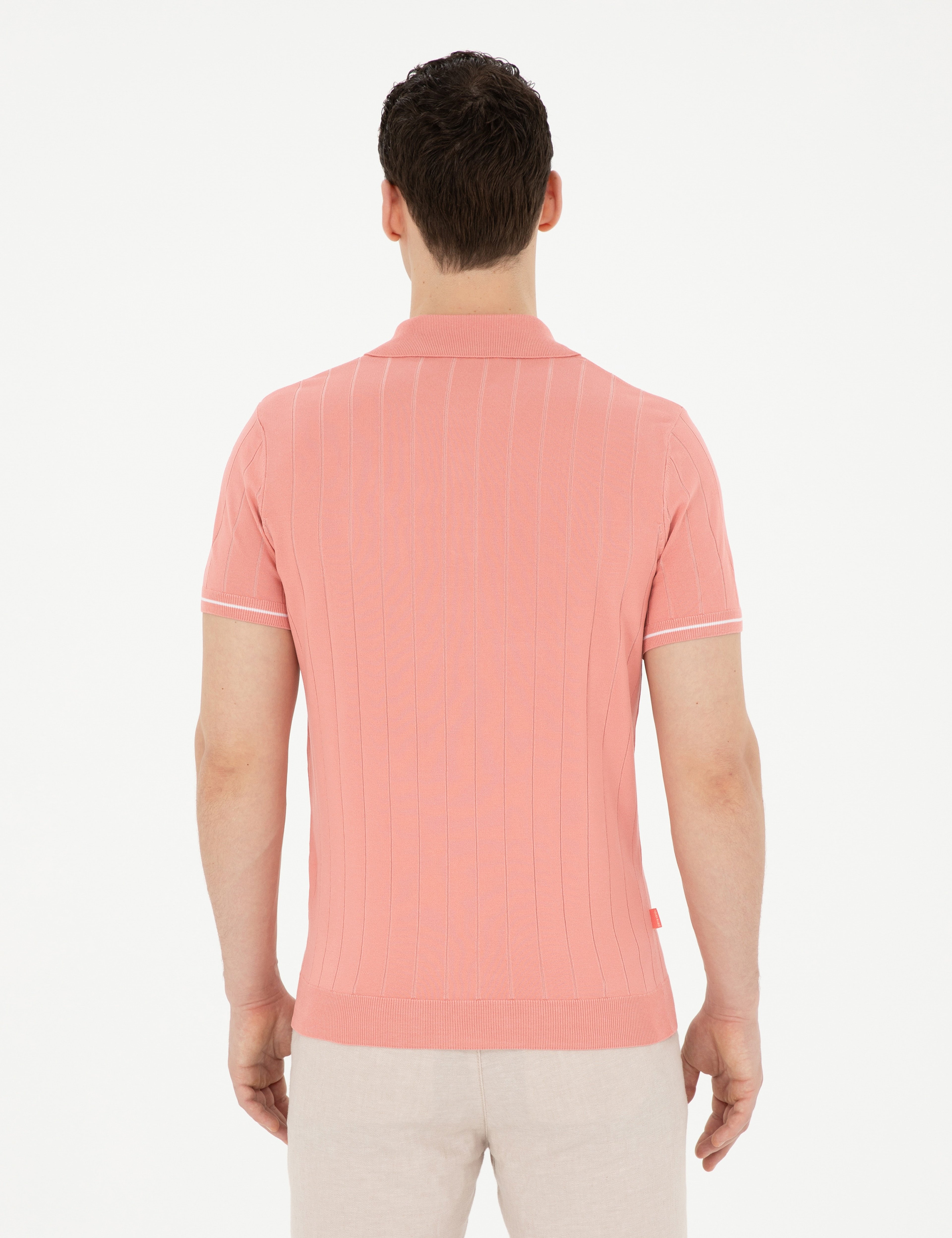 Kırmızı Slim Fit Düğmeli Polo Yaka Triko Tişört