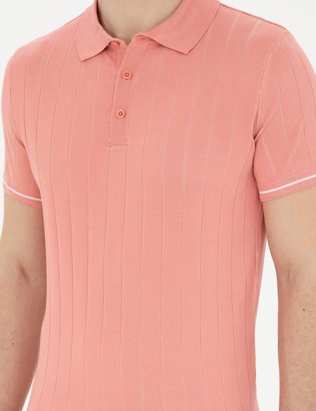 Kırmızı Slim Fit Düğmeli Polo Yaka Triko Tişört - 50288148028