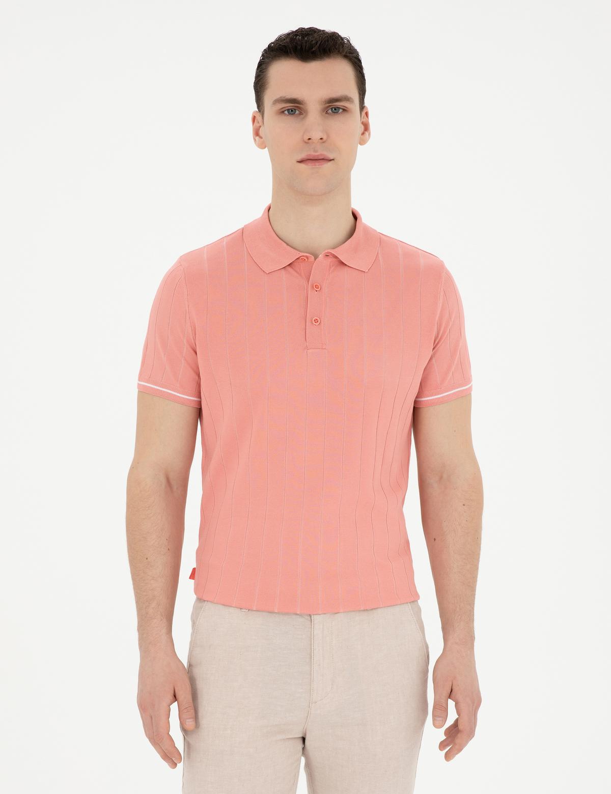 Kırmızı Slim Fit Düğmeli Polo Yaka Triko Tişört