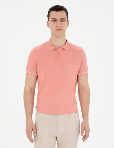 Kırmızı Slim Fit Düğmeli Polo Yaka Triko Tişört
