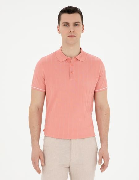 Kırmızı Slim Fit Düğmeli Polo Yaka Triko Tişört - 50288148028