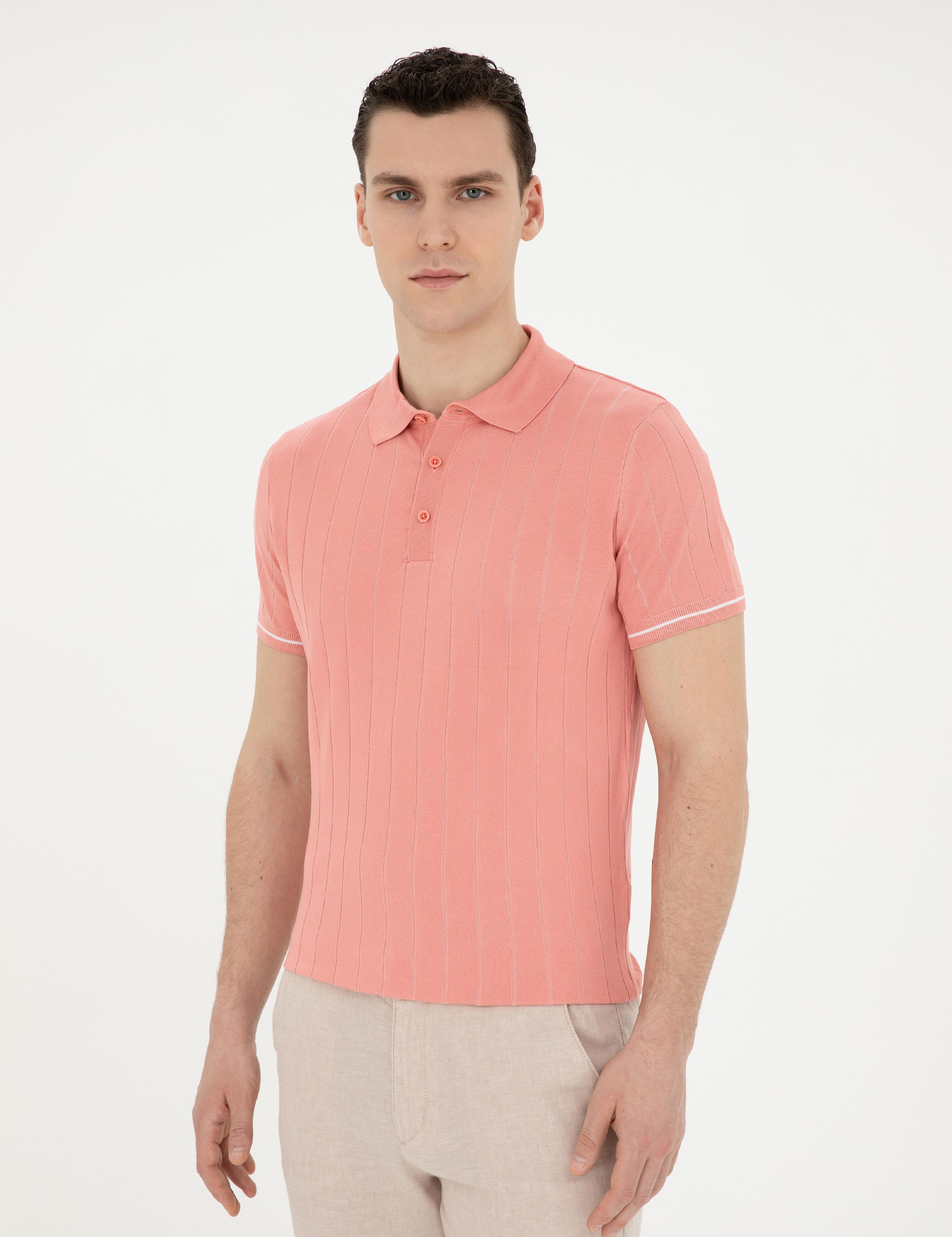 Kırmızı Slim Fit Düğmeli Polo Yaka Triko Tişört