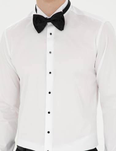 Beyaz Slim Fit Smokin Gömlek