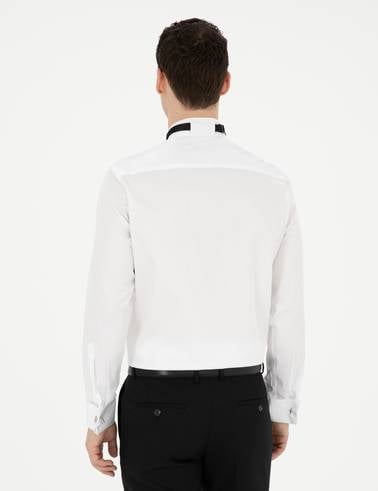Beyaz Slim Fit Smokin Gömlek