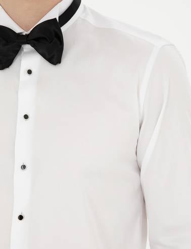 Beyaz Slim Fit Smokin Gömlek