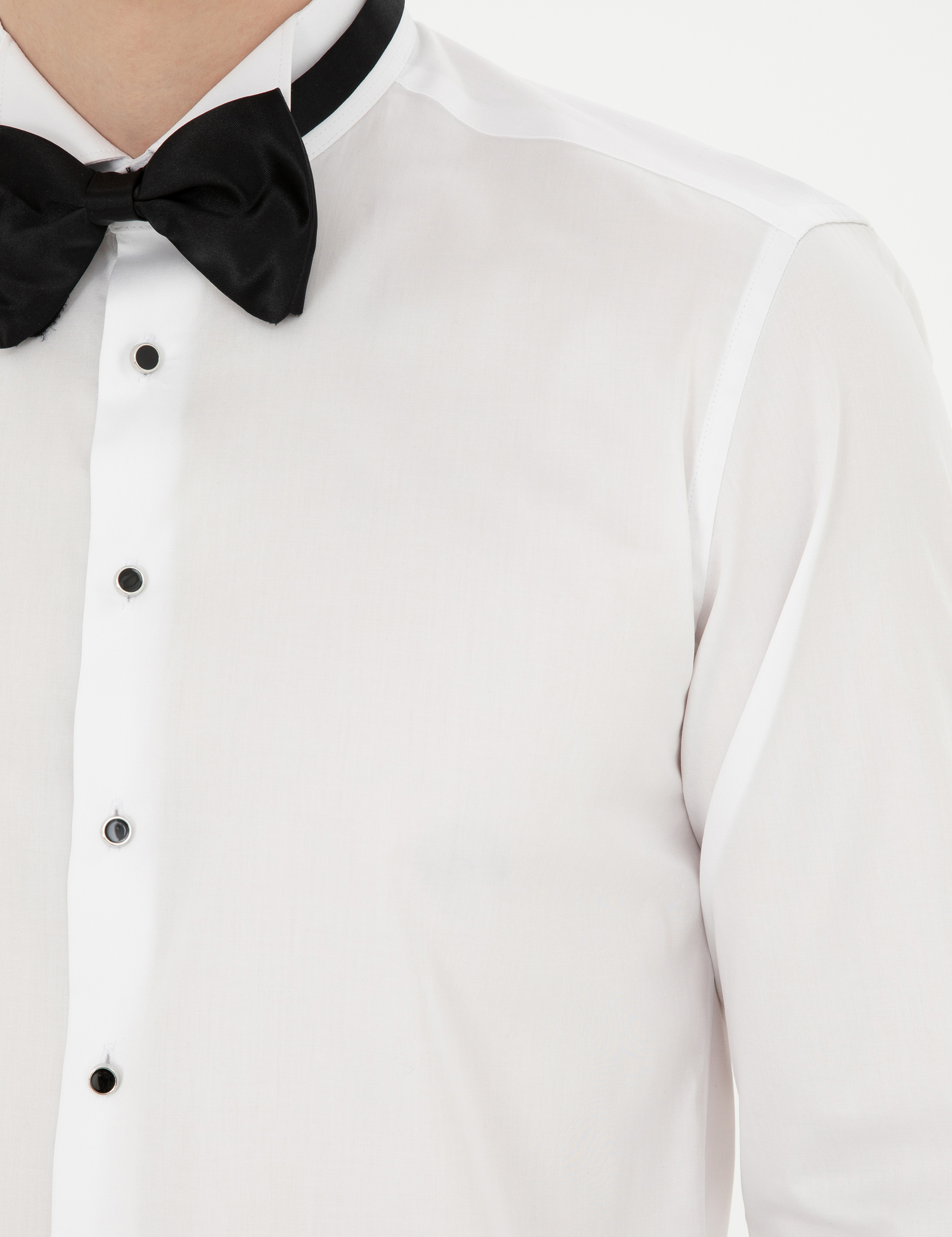 Beyaz Slim Fit Smokin Gömlek - Image 7