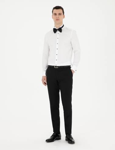 Beyaz Slim Fit Smokin Gömlek
