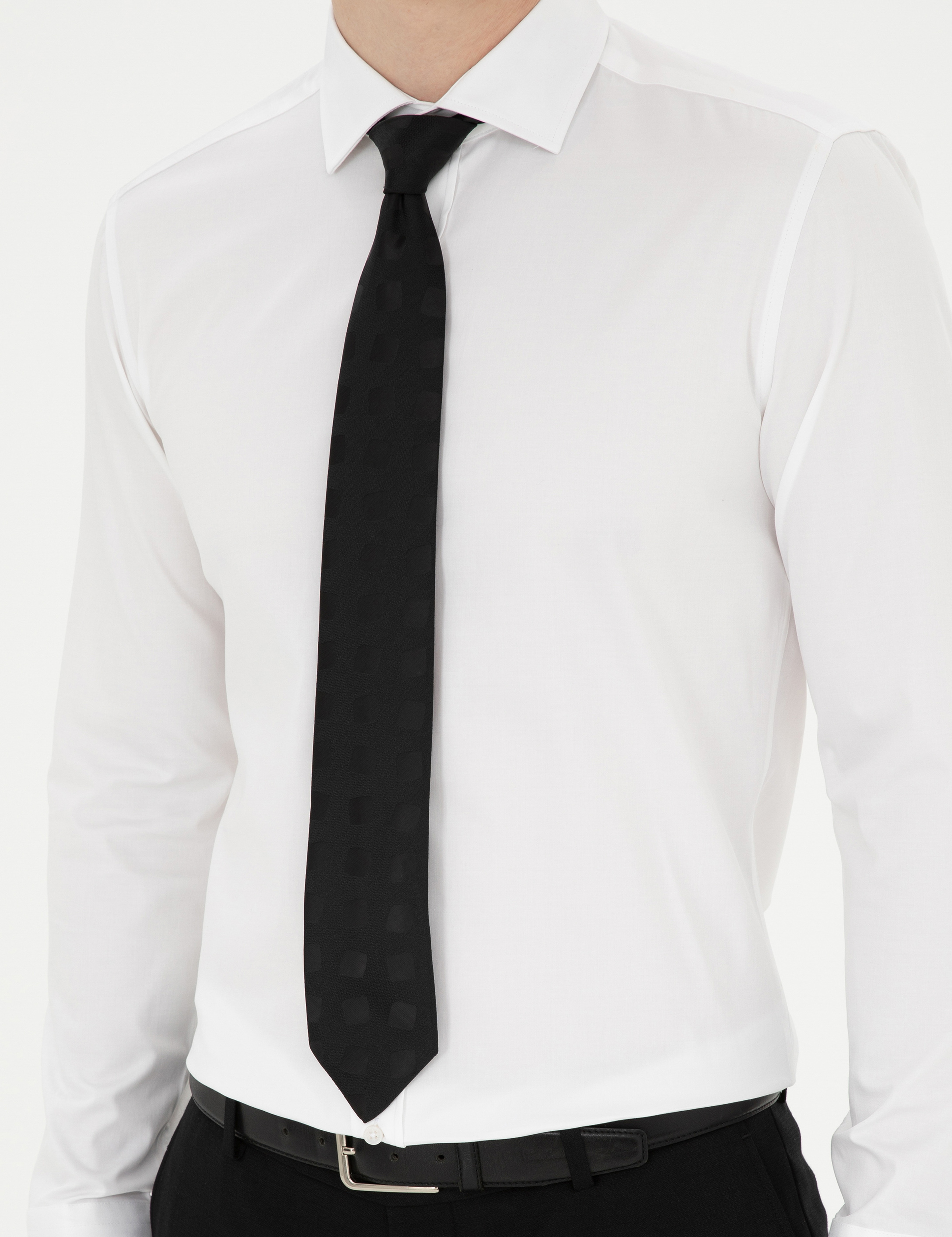 Beyaz Likralı Kolay Ütülenebilir Ekstra Slim Fit Basic Gömlek - Image 6