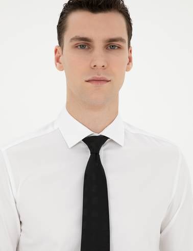 Beyaz Likralı Kolay Ütülenebilir Ekstra Slim Fit Basic Gömlek