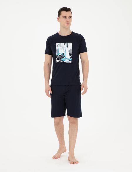 Lacivert Kısakol Şortlu Pijama Takımı - 50294205006