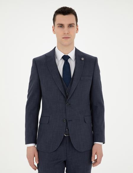 Lacivert Ekstra Slim Fit Yelekli Takım Elbise - 50285274041