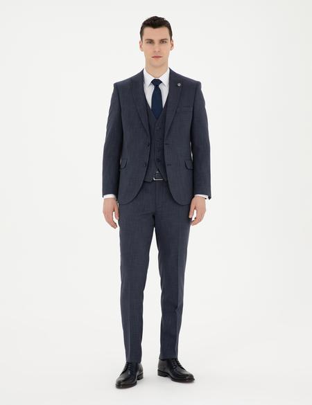 Lacivert Ekstra Slim Fit Yelekli Takım Elbise - 50285274041