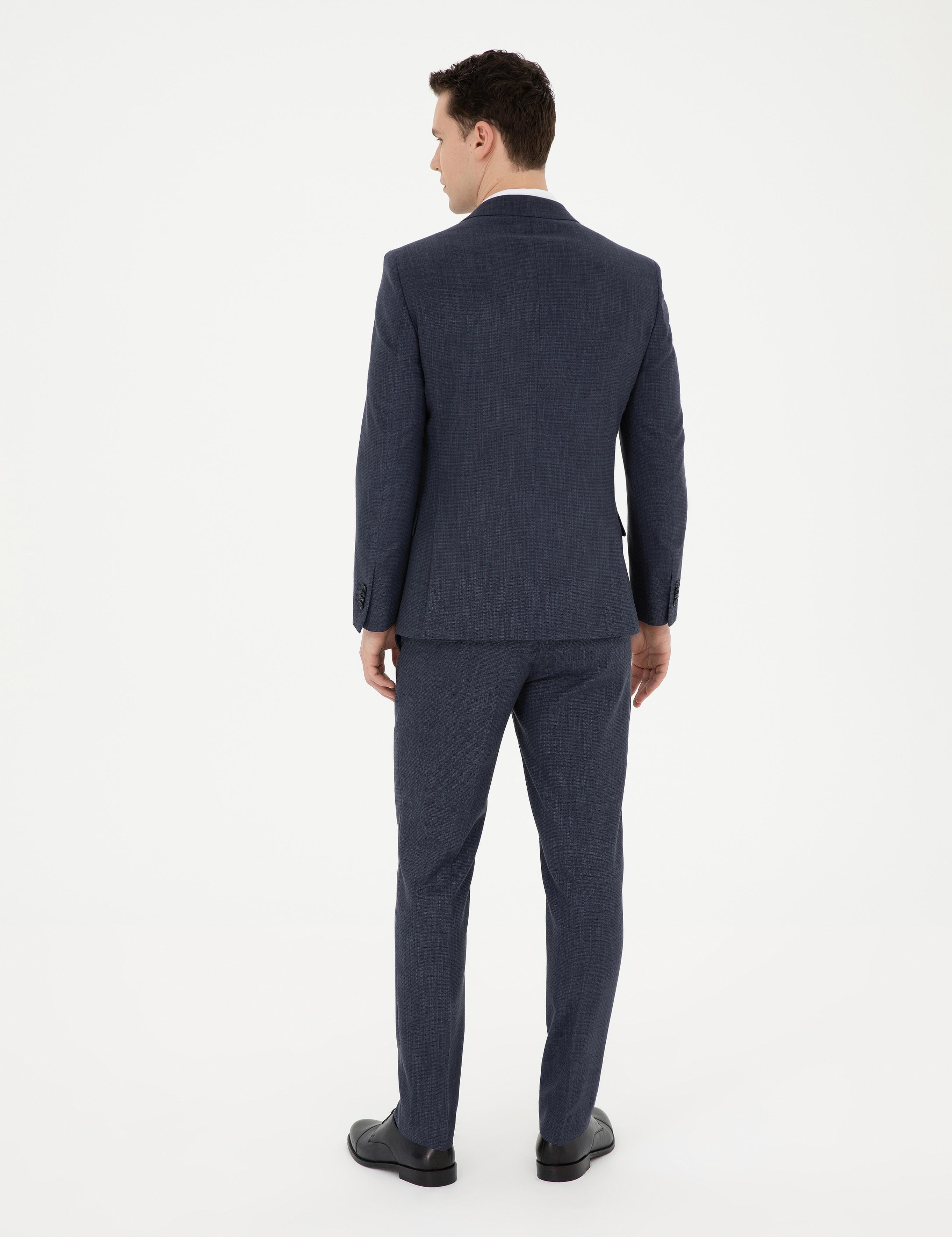 Lacivert Ekstra Slim Fit Yelekli Takım Elbise