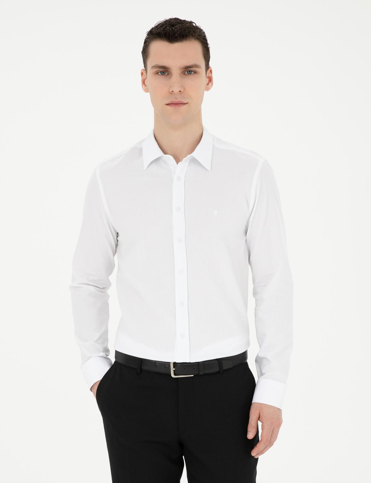 Beyaz Slim Fit Uzun Kollu Gömlek