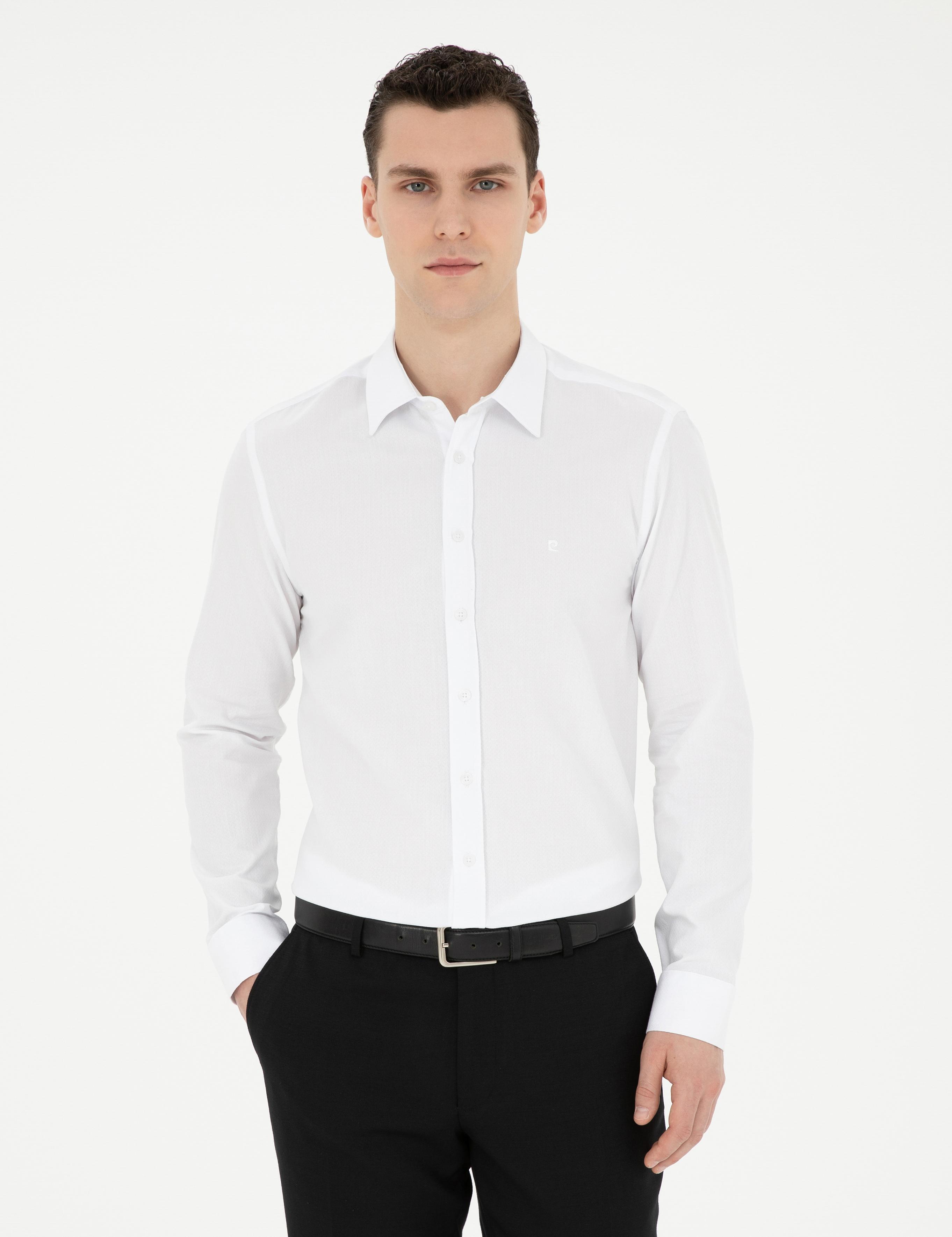 Beyaz Slim Fit Uzun Kollu Gömlek