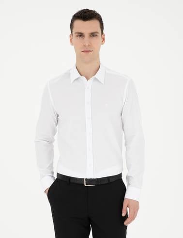 Beyaz Slim Fit Uzun Kollu Gömlek