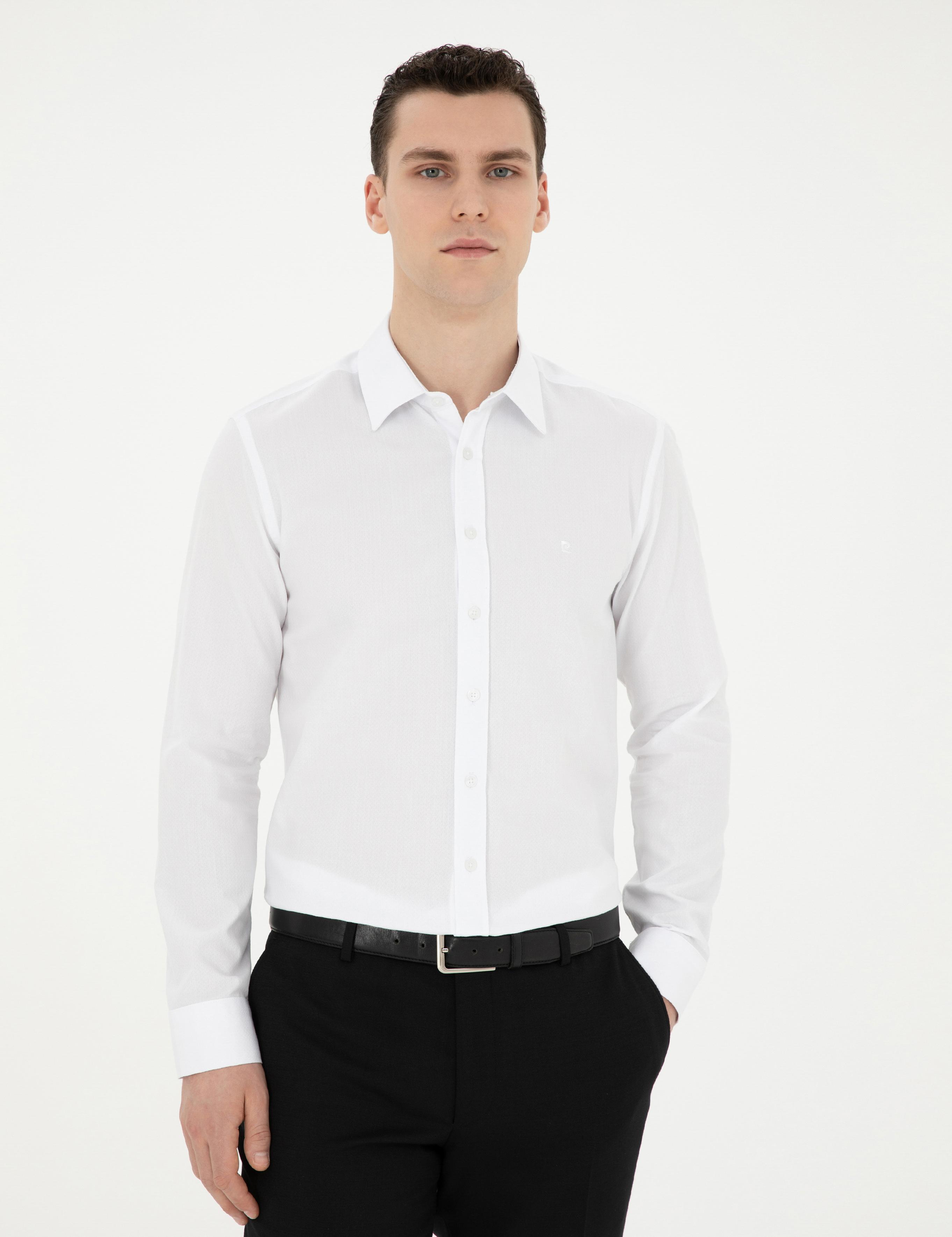 Beyaz Slim Fit Uzun Kollu Gömlek