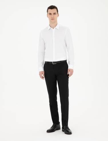 Beyaz Slim Fit Uzun Kollu Gömlek