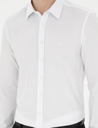 Beyaz Slim Fit Uzun Kollu Gömlek