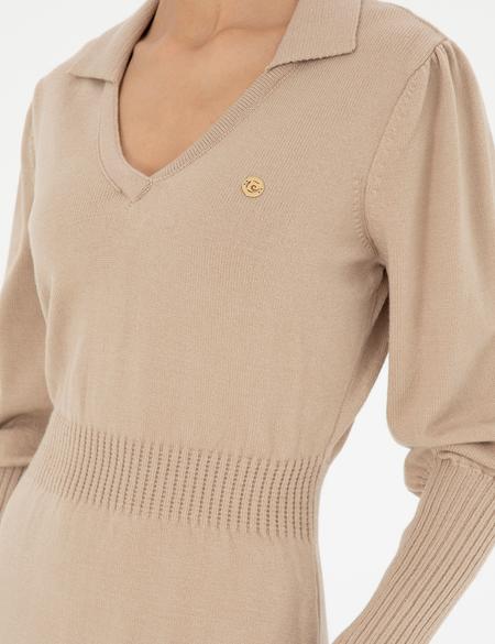 Krem Regular Fit Triko Elbise - 50280227017