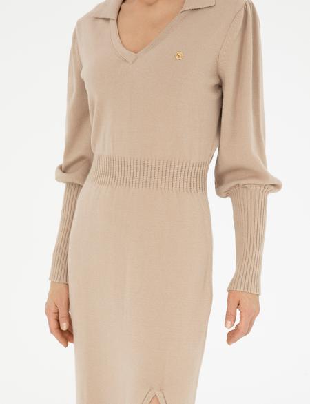 Krem Regular Fit Triko Elbise - 50280227017