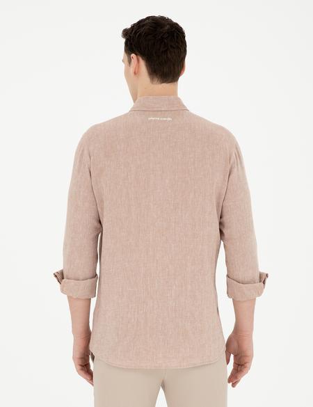 Kahverengi Keten Karışımlı Regular Fit Uzun Kollu Gömlek - 50287991022