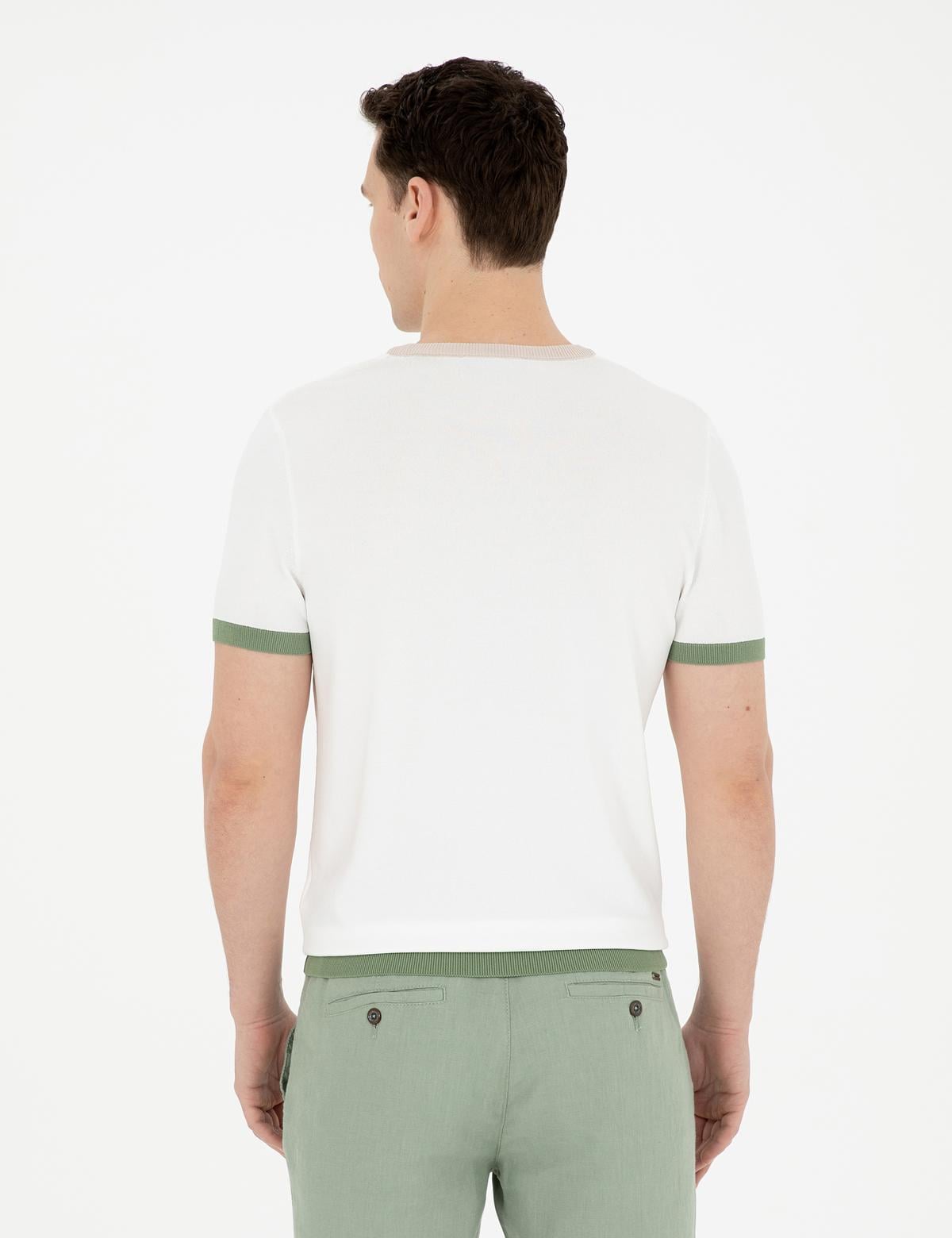 Beyaz Slim Fit Bisiklet Yaka Triko Tişört - 50288086011