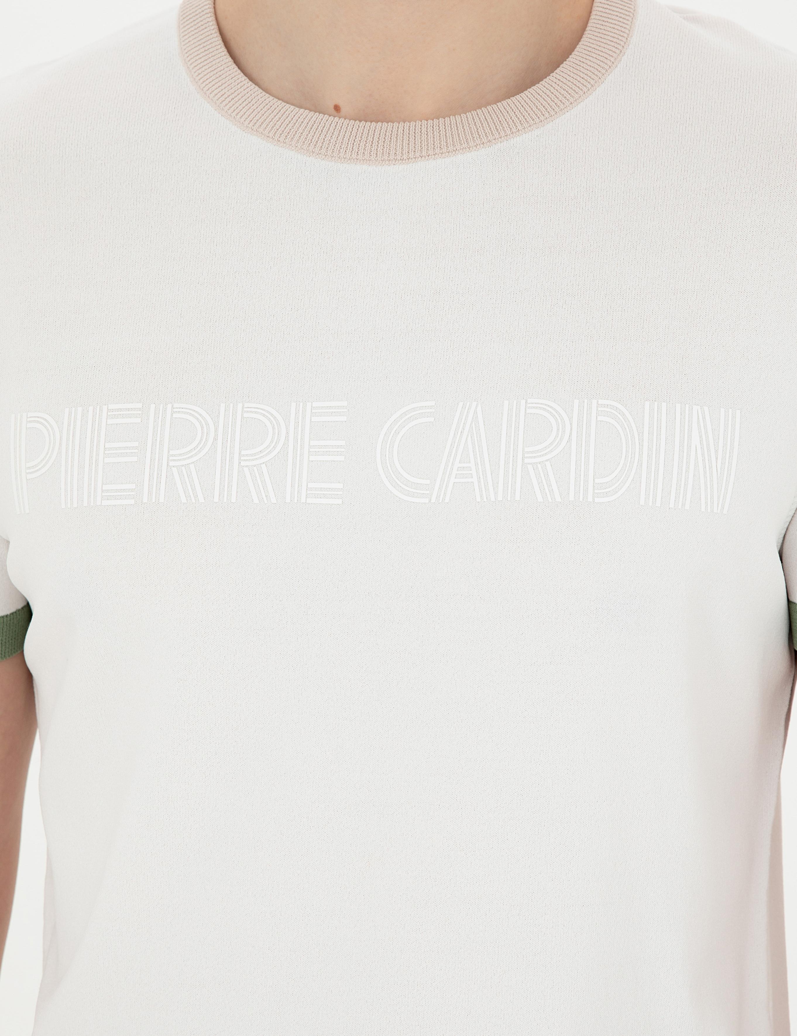 Beyaz Slim Fit Bisiklet Yaka Triko Tişört