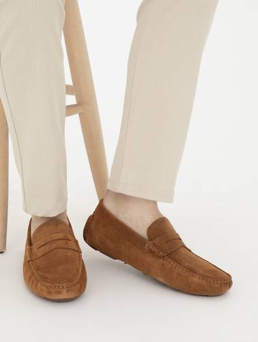 Taba %100 Deri Loafer Ayakkabı