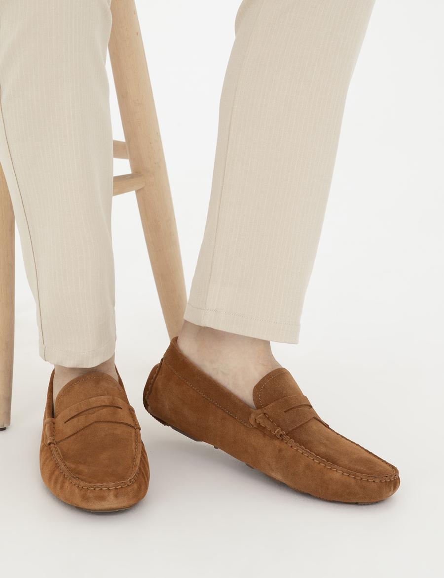 Taba %100 Deri Loafer Ayakkabı