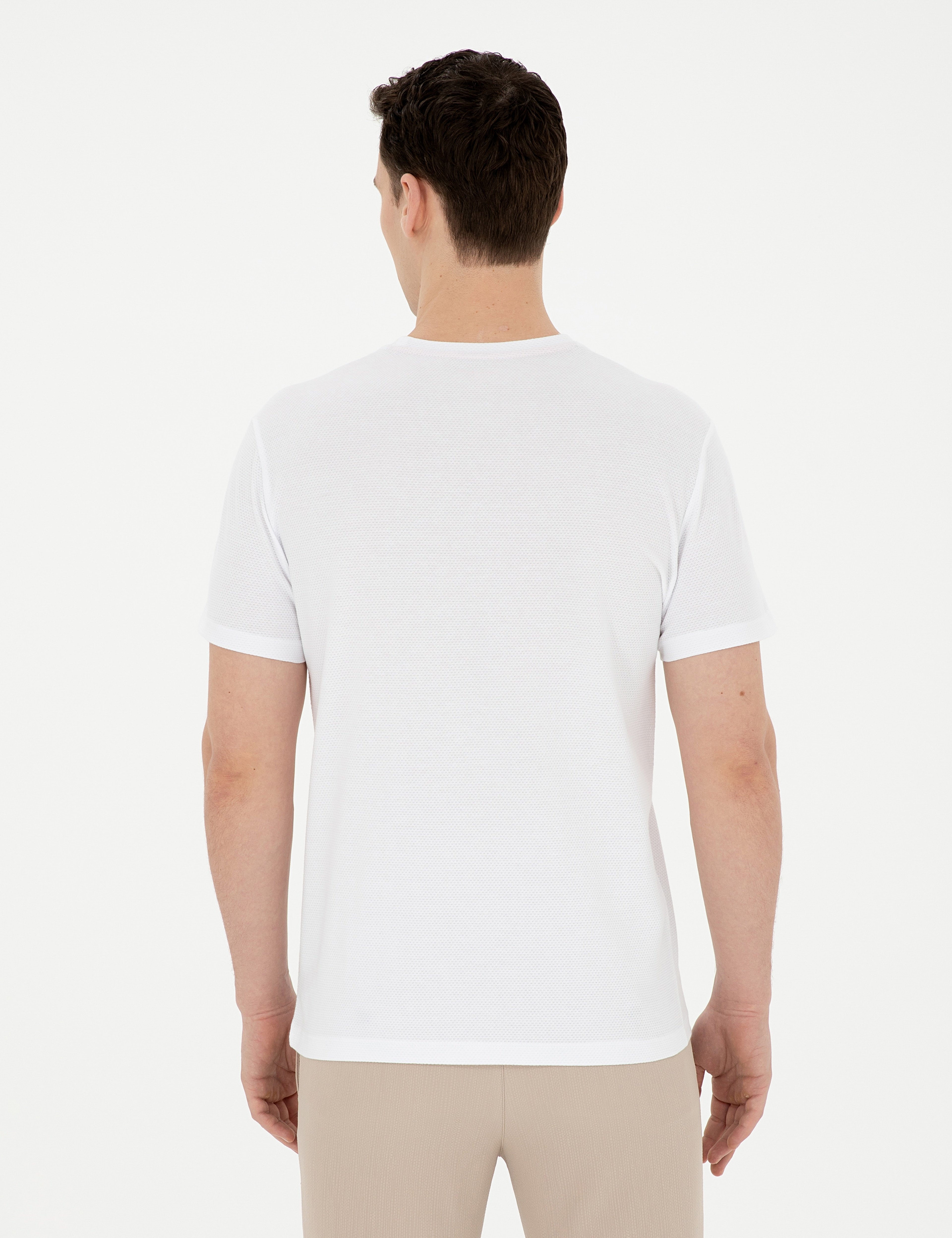 Beyaz Slim Fit Tişört - Image 5