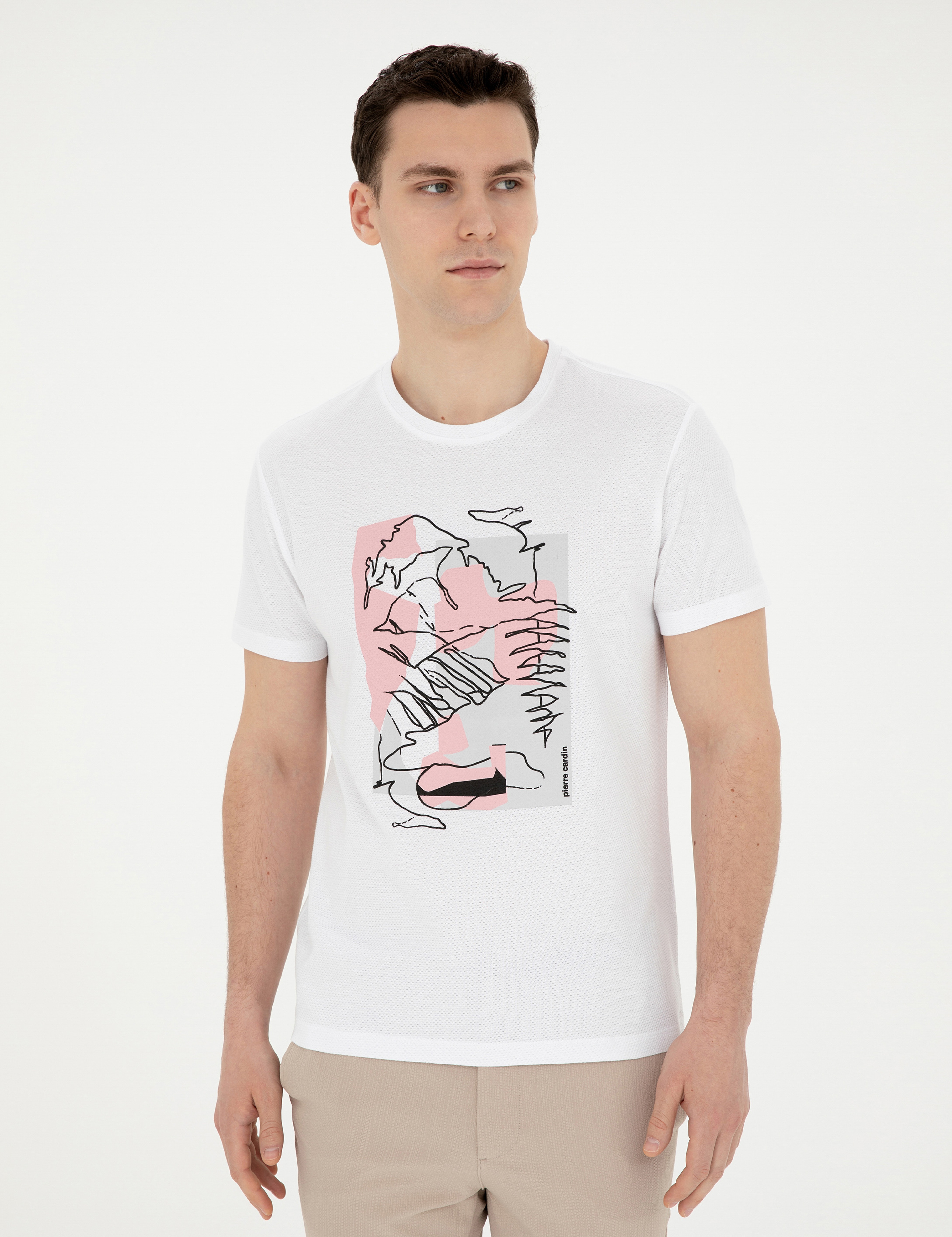 Beyaz Slim Fit Tişört - Image 3