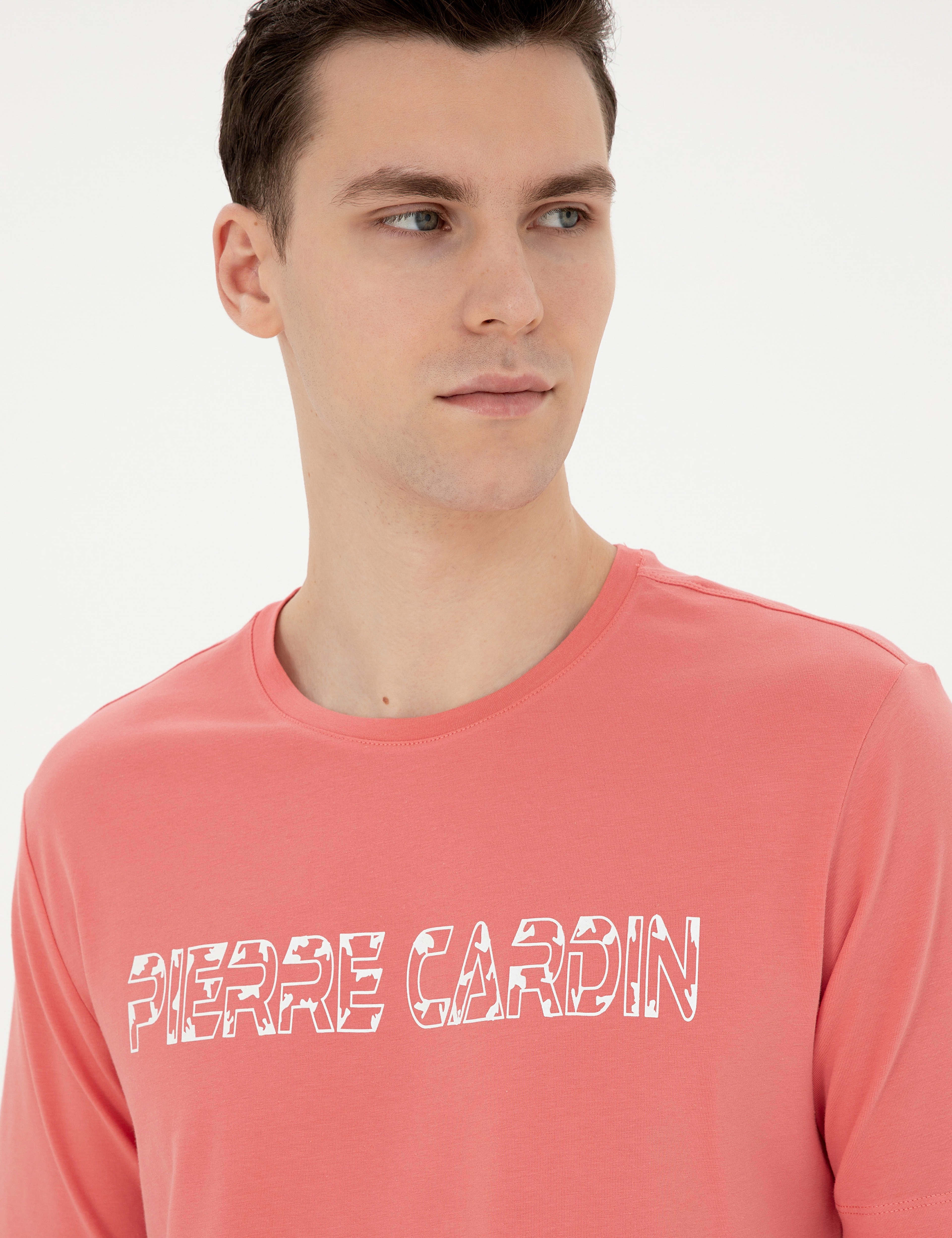 Pembe Regular Fit Bisiklet Yaka Tişört - Image 2