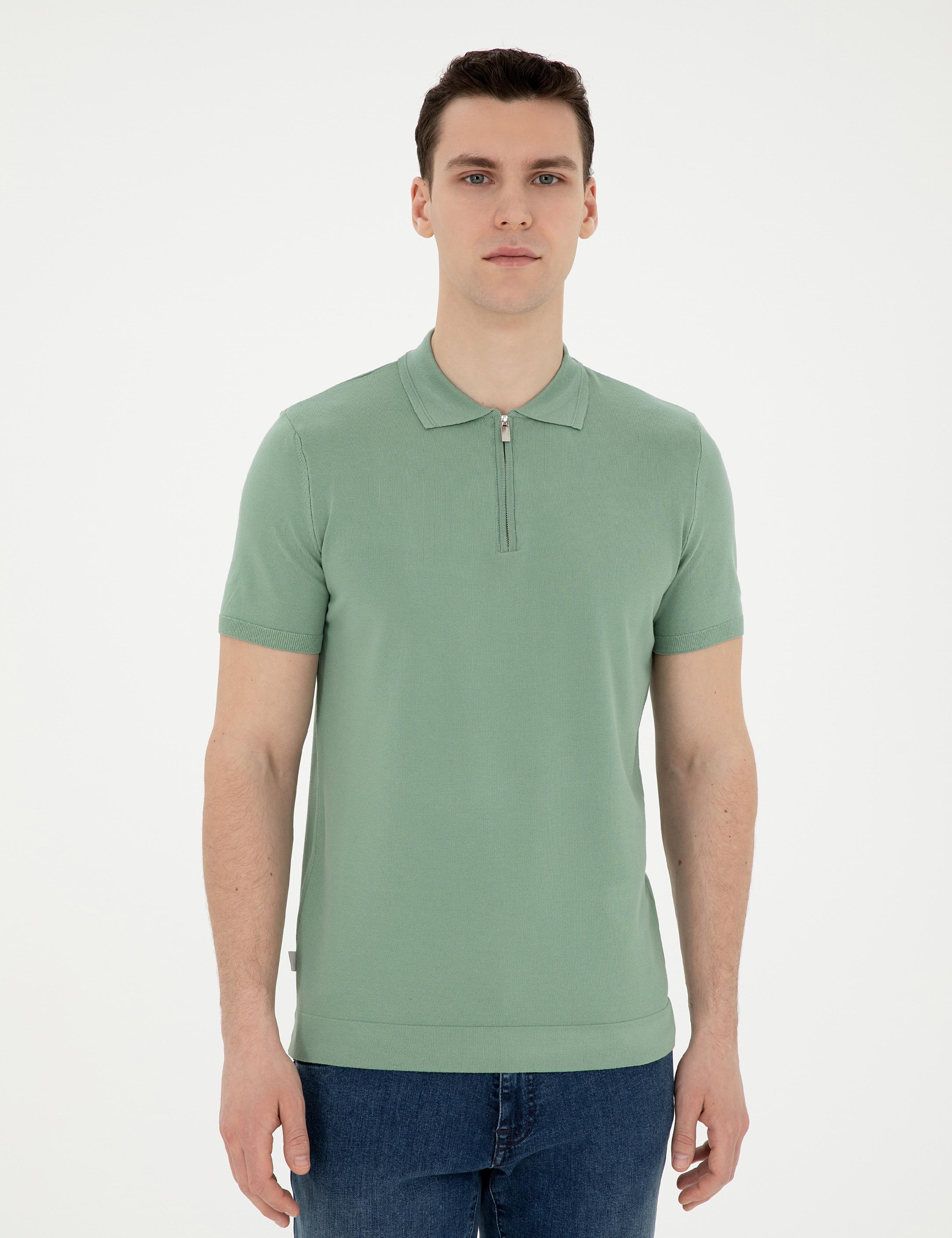 Çağla Slim Fit Fermuarlı Polo Yaka Triko Tişört