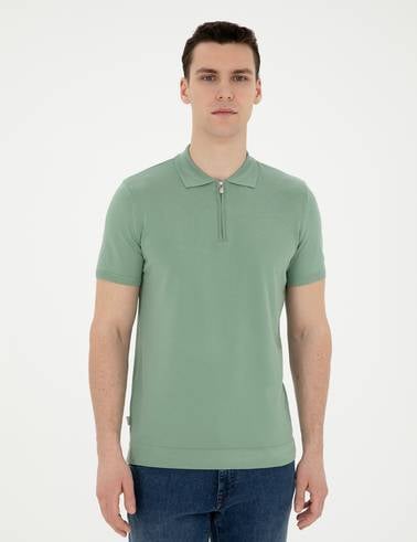Çağla Slim Fit Fermuarlı Polo Yaka Triko Tişört
