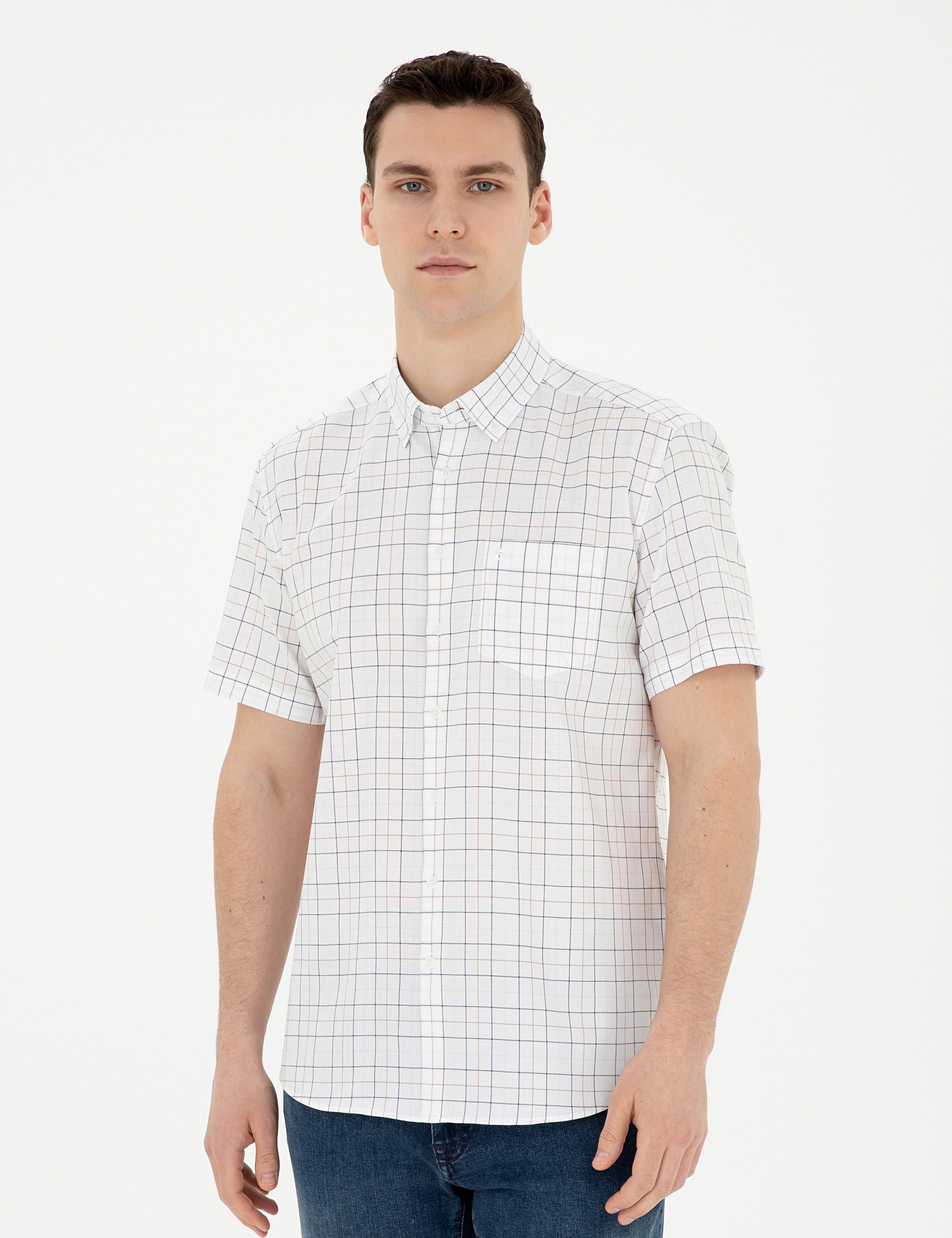 Lacivert Regular Fit Kısa Kollu Gömlek