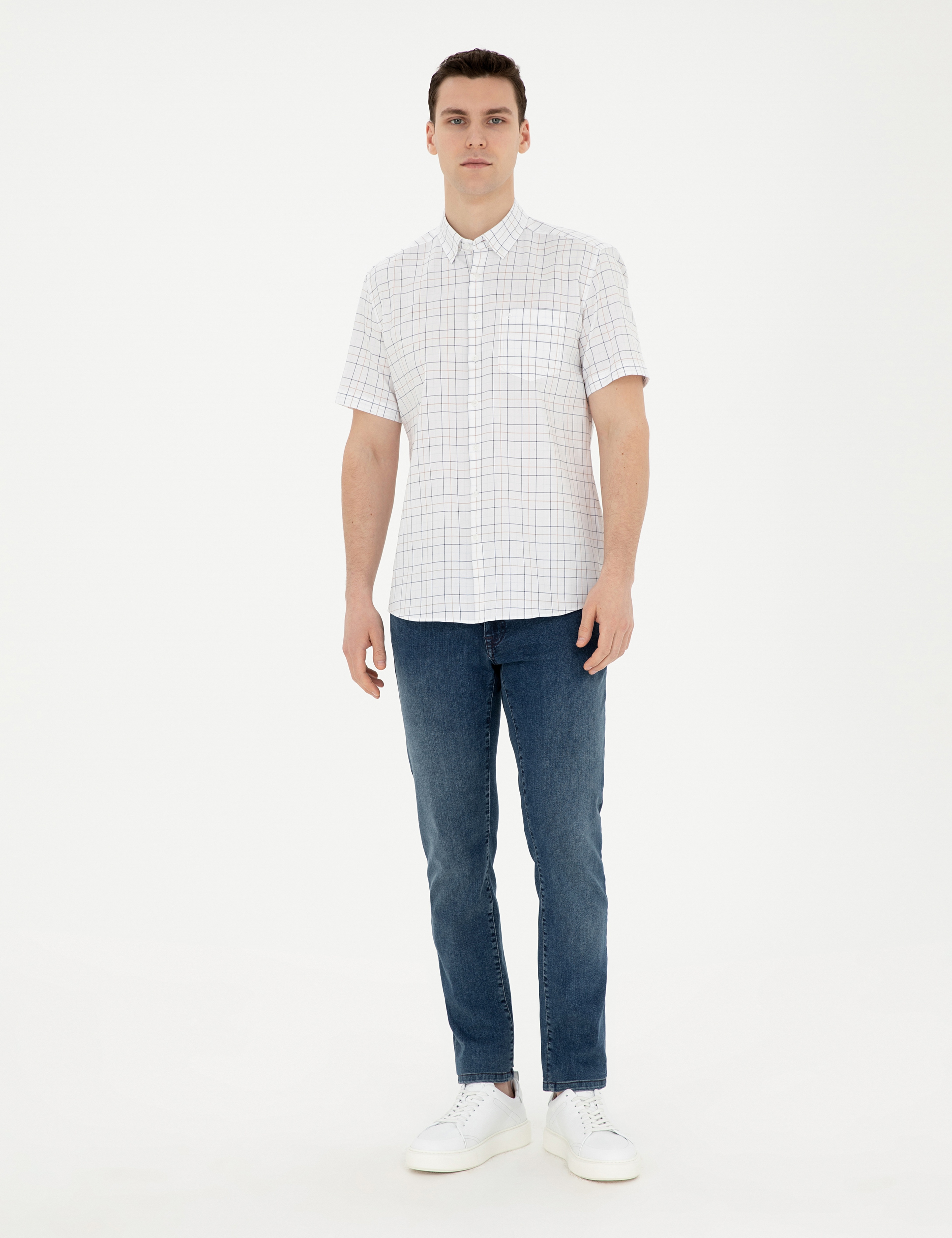 Lacivert Regular Fit Kısa Kollu Gömlek
