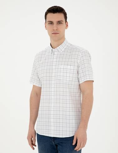 Lacivert Regular Fit Kısa Kollu Gömlek