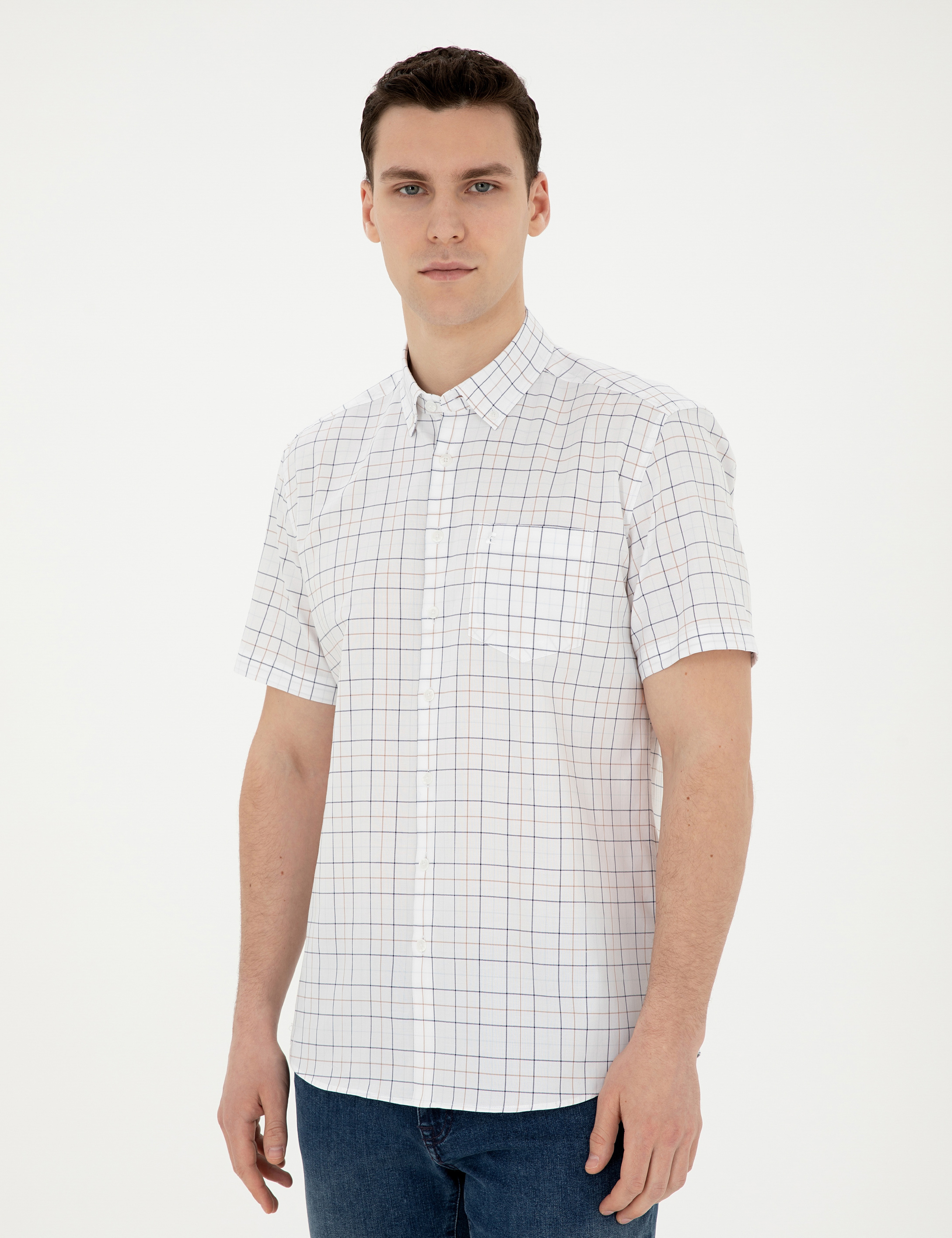 Lacivert Regular Fit Kısa Kollu Gömlek - Image 3