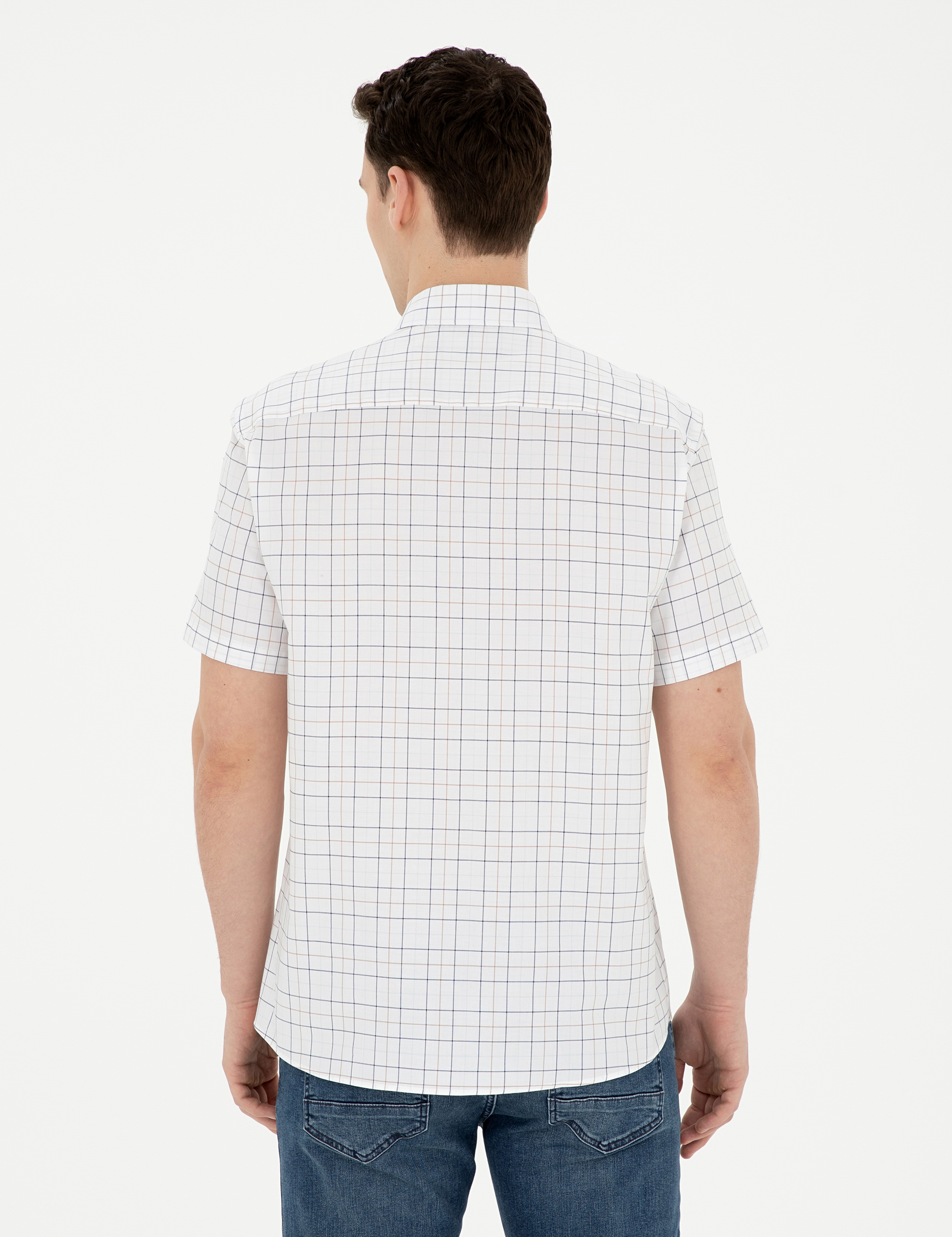 Lacivert Regular Fit Kısa Kollu Gömlek - Image 5
