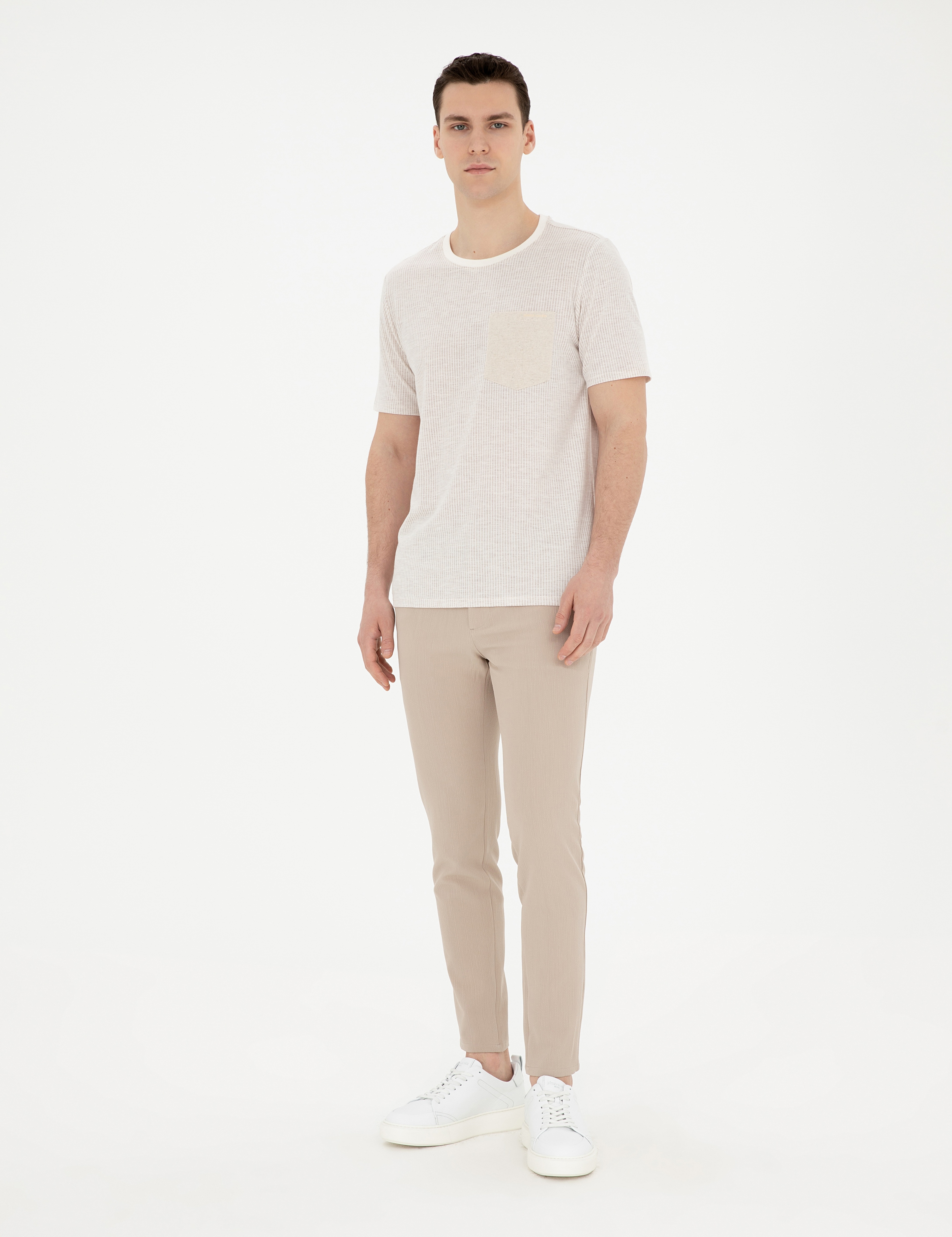 Taş Regular Fit Bisiklet Yaka Tişört - Image 4