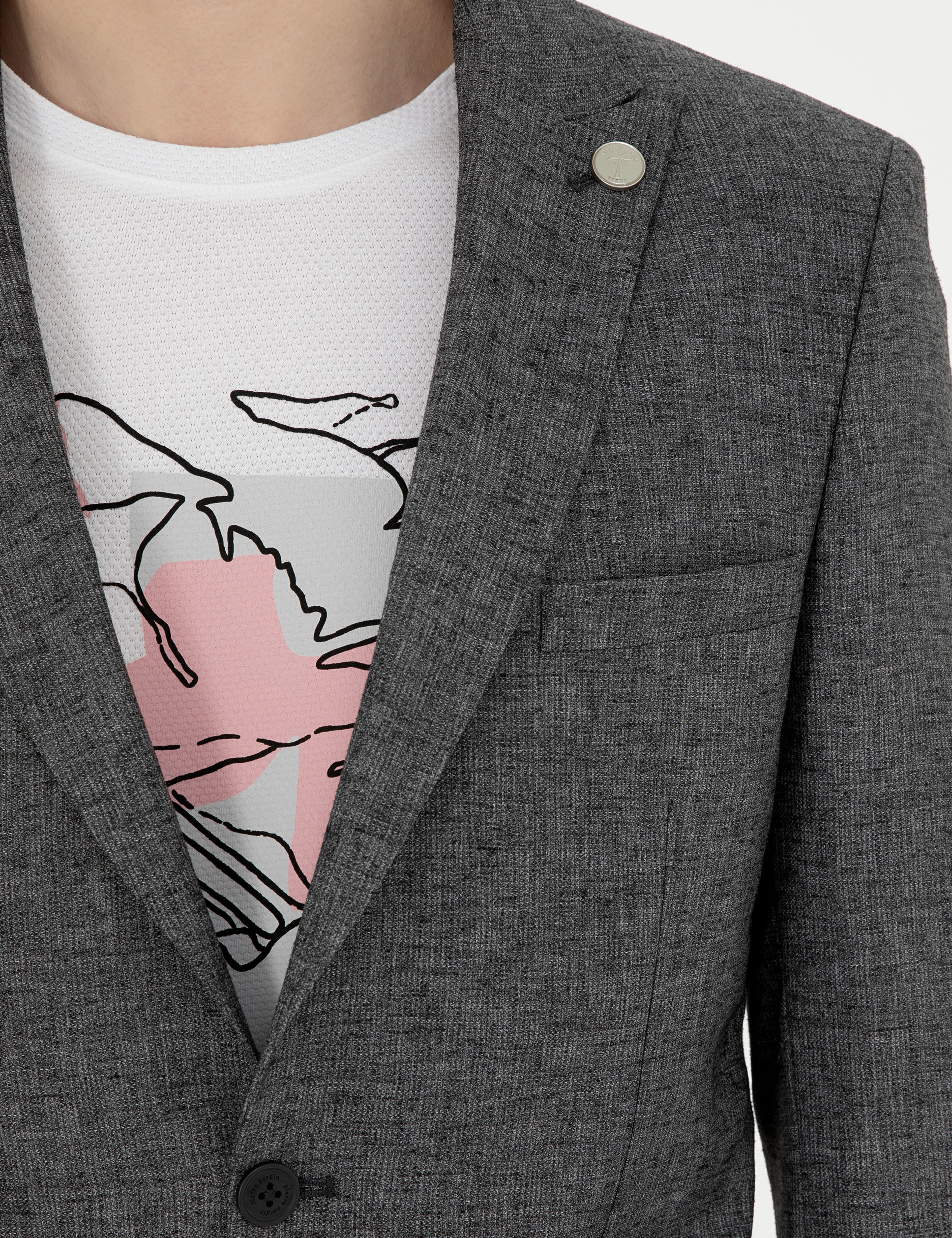 Antrasit Ex. Slim Fit Keten Karışımlı Ceket