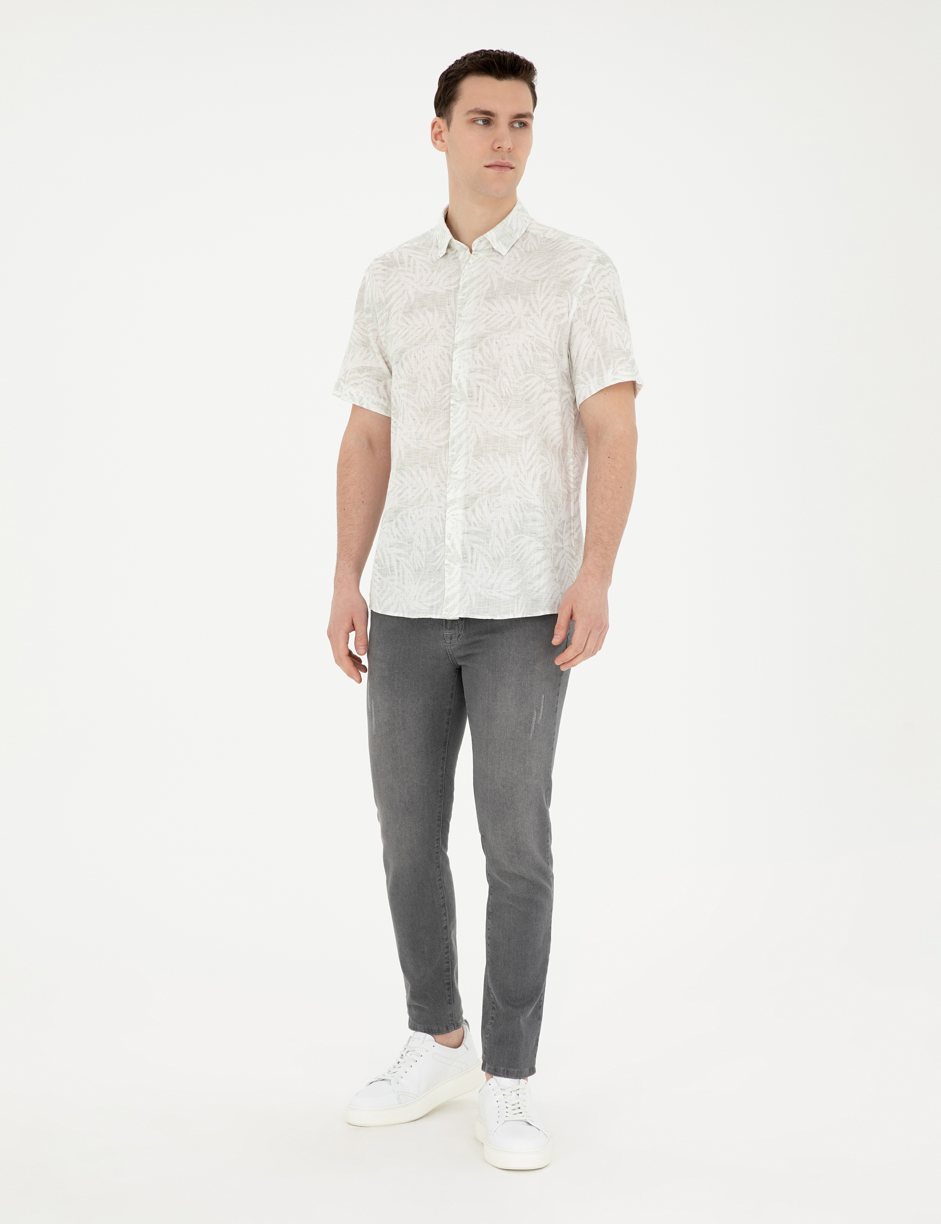 Yeşil Regular Fit Kısa Kollu Gömlek - Image 4