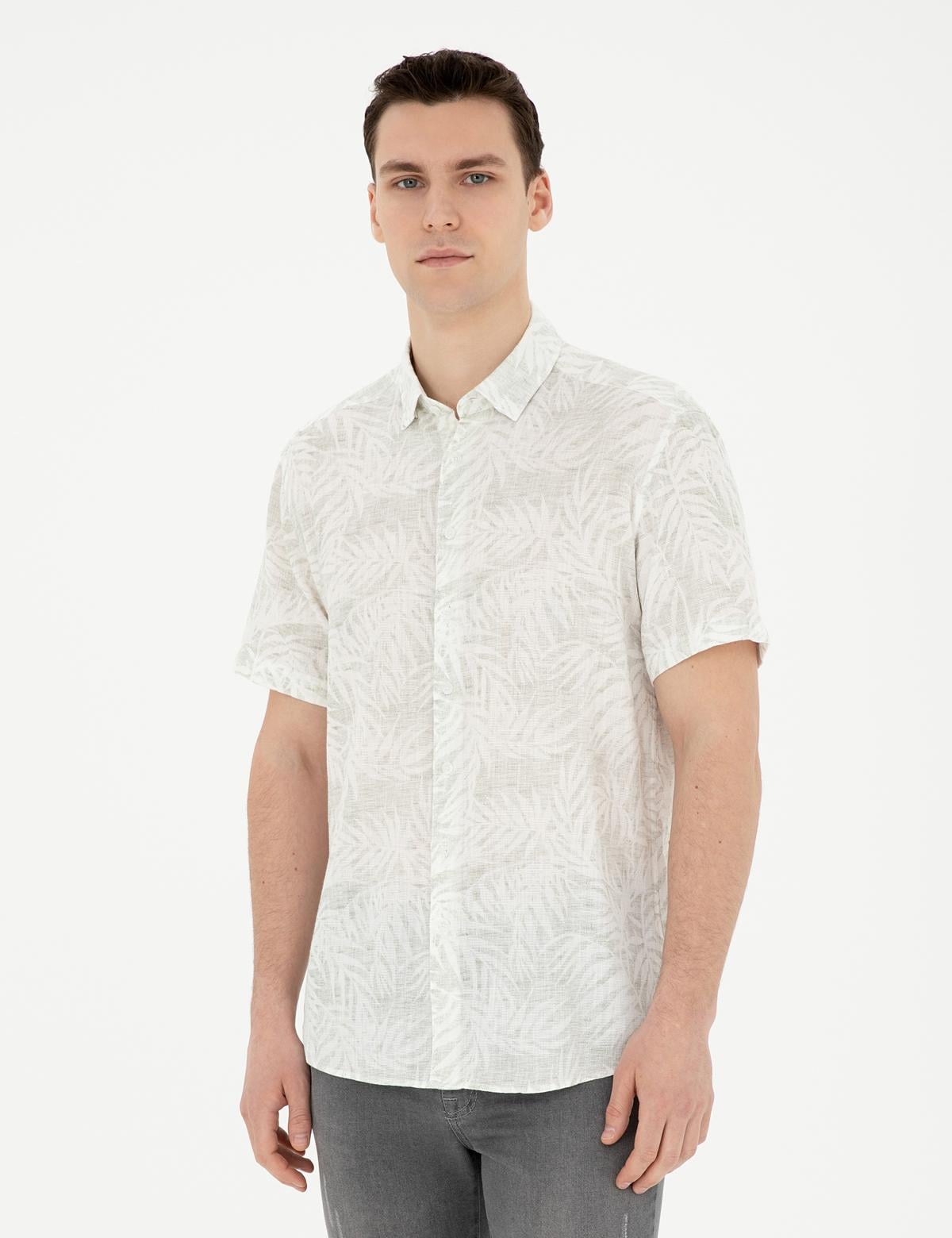 Yeşil Regular Fit Kısa Kollu Gömlek