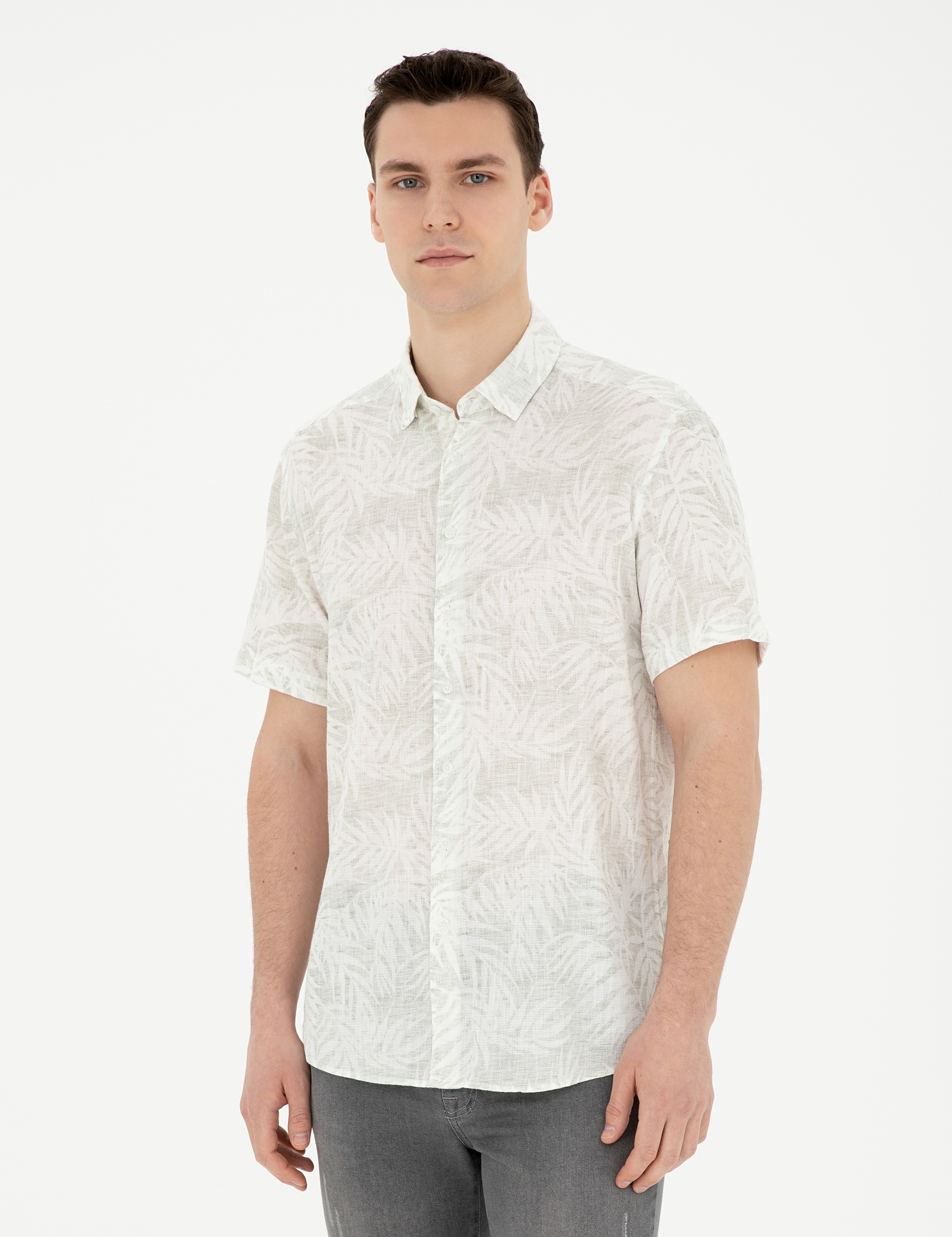 Yeşil Regular Fit Kısa Kollu Gömlek - Image 1