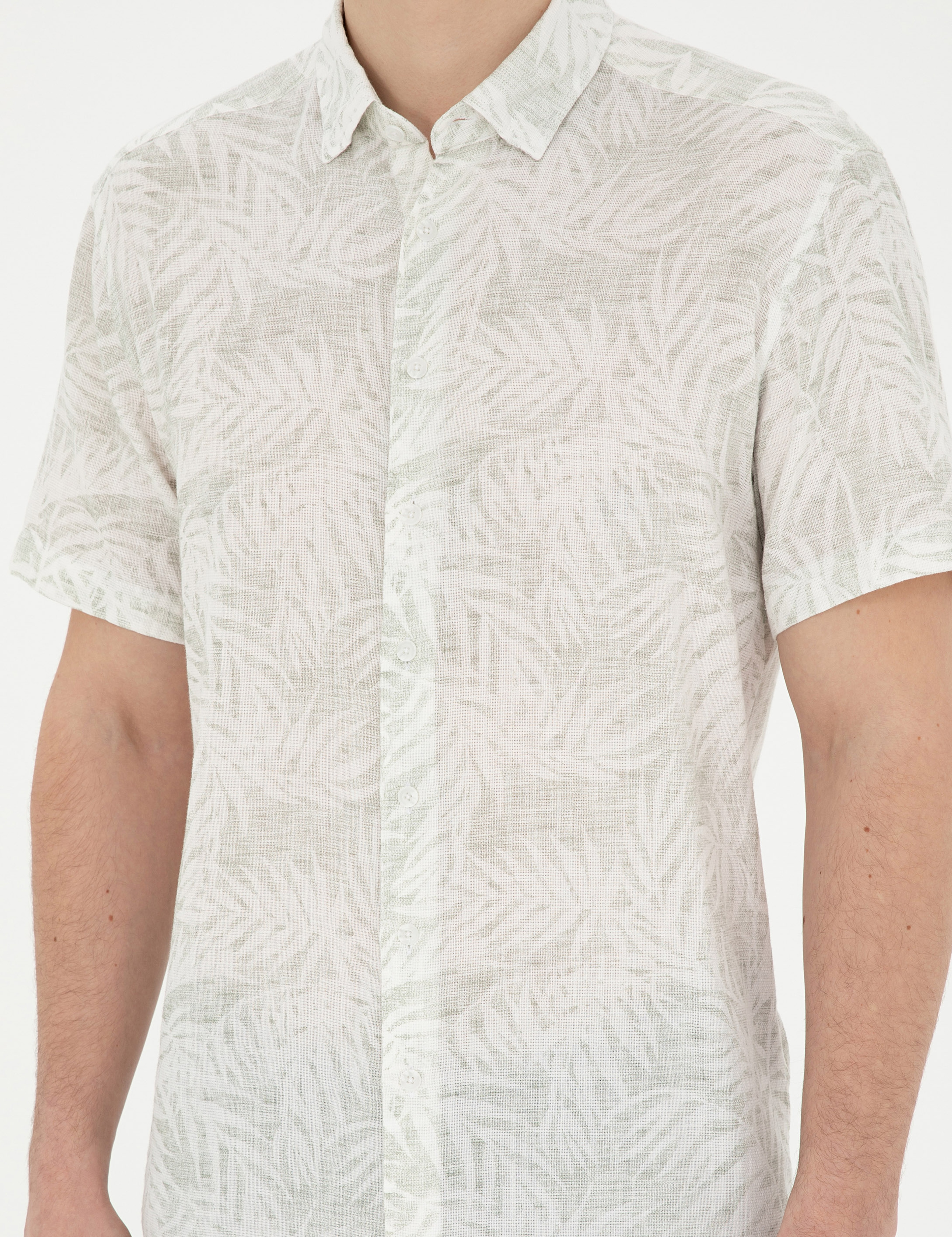 Yeşil Regular Fit Kısa Kollu Gömlek - Image 6
