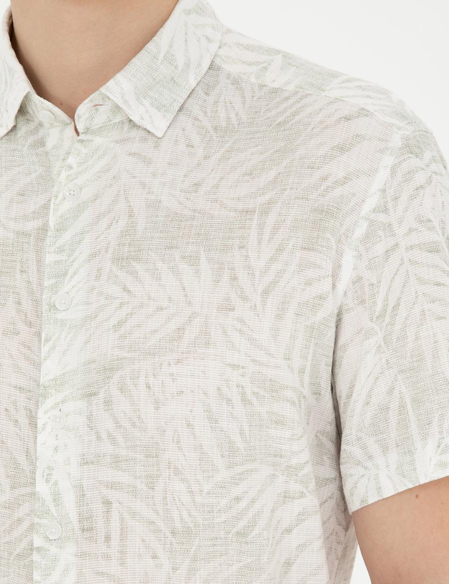 Yeşil Regular Fit Kısa Kollu Gömlek